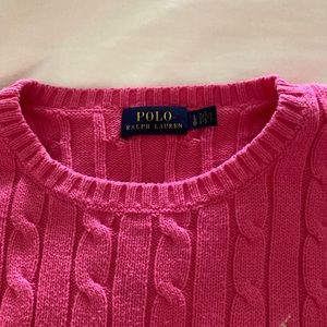 Ralph Lauren bright pink cable knit sweater. Large